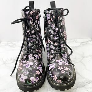 Unionbay Ginny Floral Combat Boots Purple Pink‎ Floral Womens 7.5